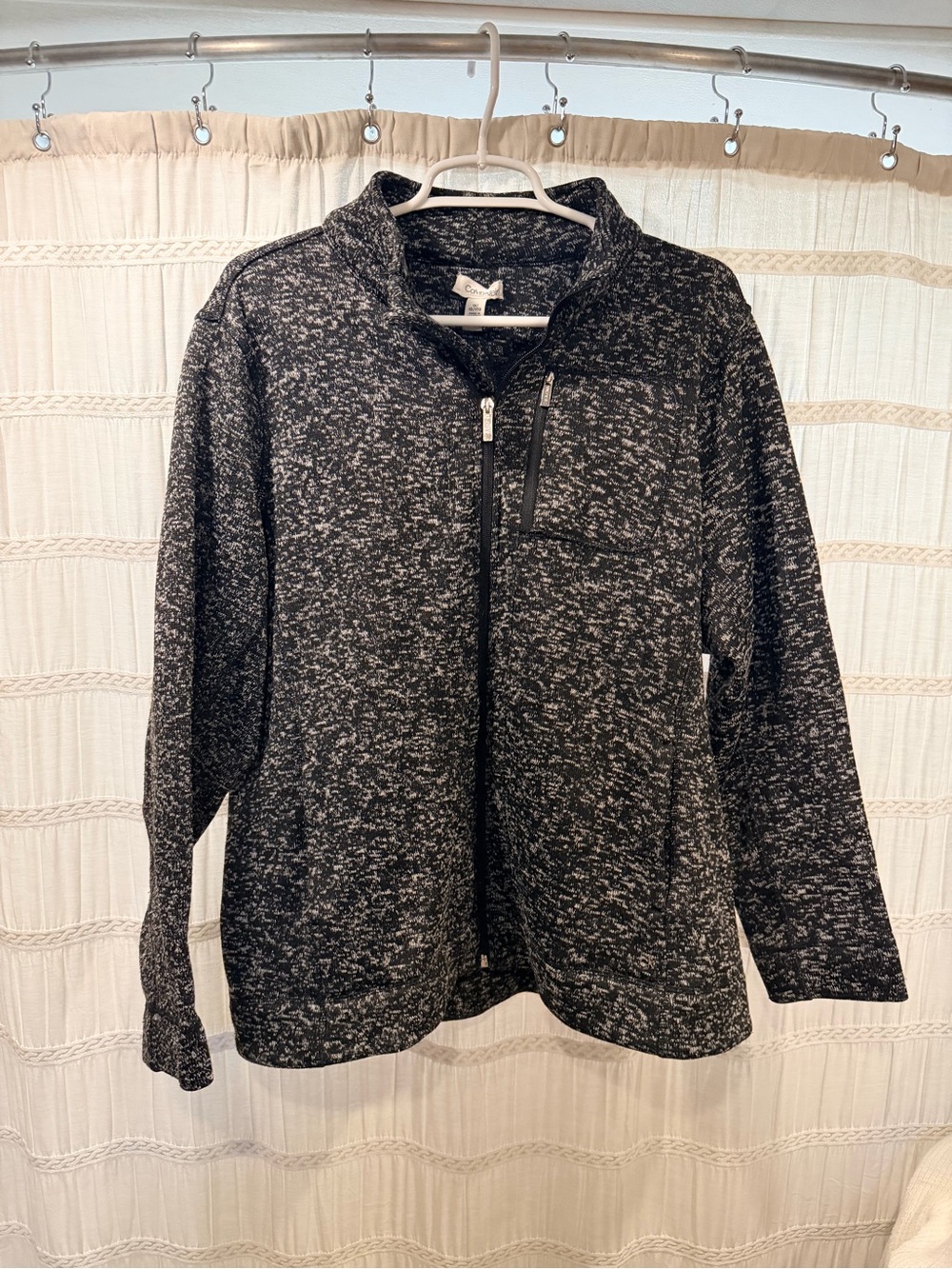 Calvin Klein Black & White Marled Full-Zip Jacket